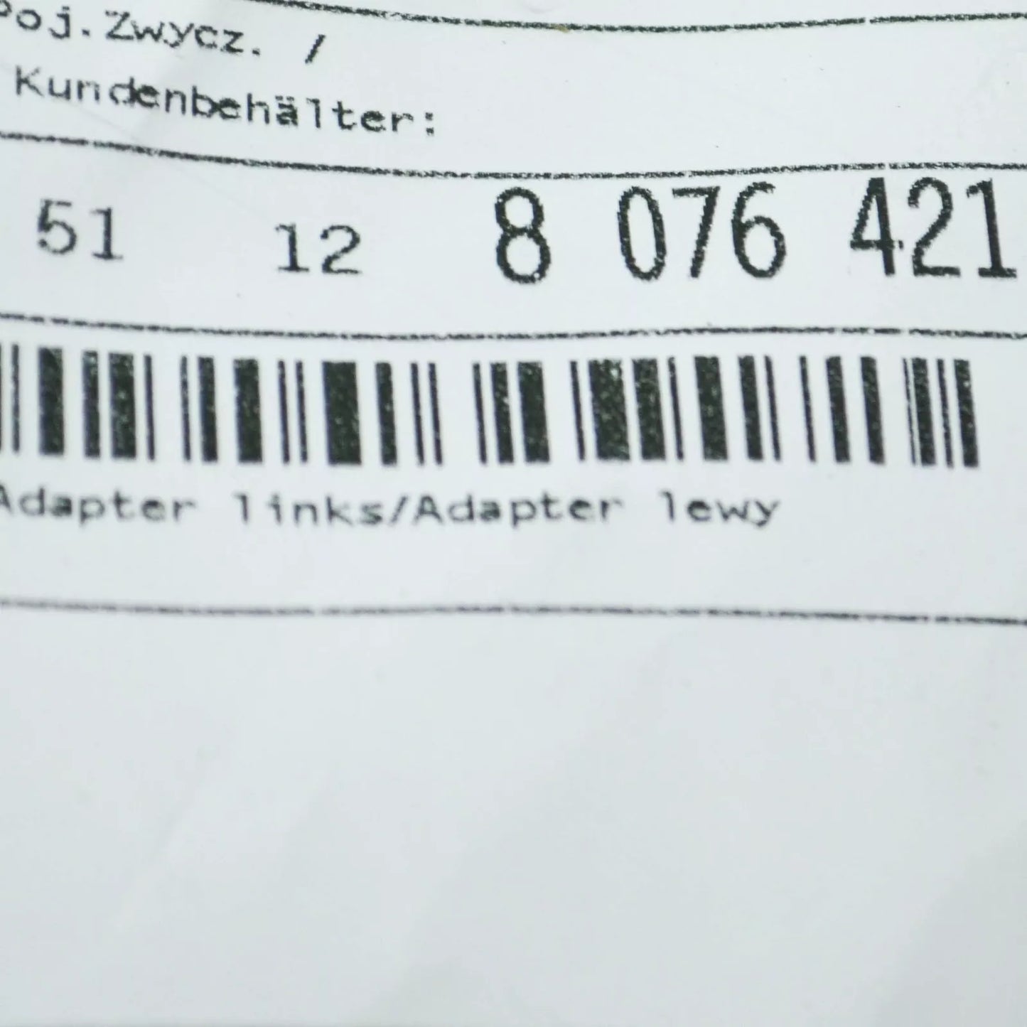 NEW BMW 7 G11 G12 M REAR LEFT BUMPER ADAPTOR 51128076421 ORIGINAL