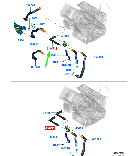 new ford kuga mk1 c394 heater water hose lhd 7m51-18k580-aa 1493318 original