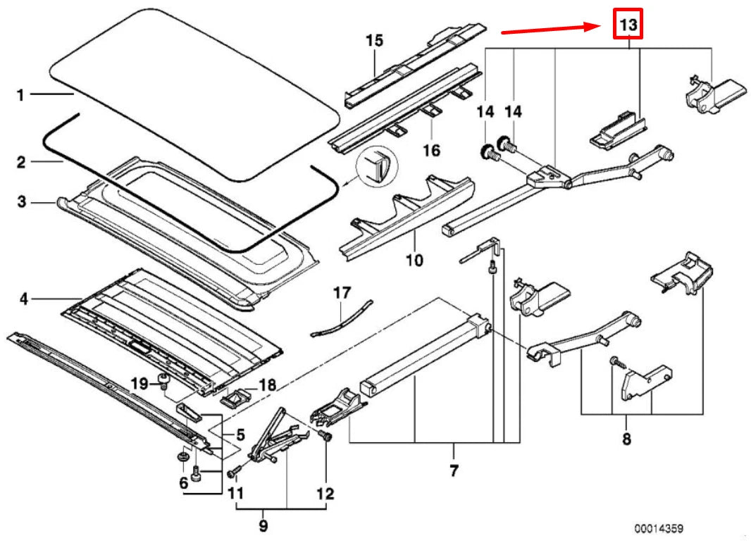 NEW BMW 7 E38 LEFT SUNROOF CONTROL RAIL 8209795 54128209795 ORIGINAL