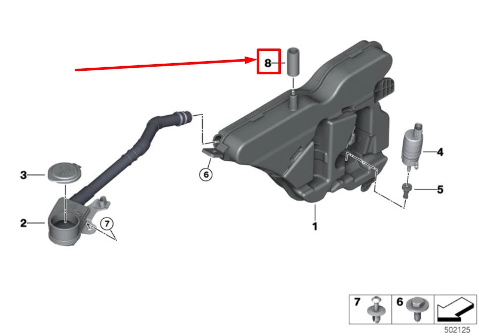NEW BMW G20 WINDSH. CLEANING CONTAINER HOSE CONNECT. 61669878907 9878907