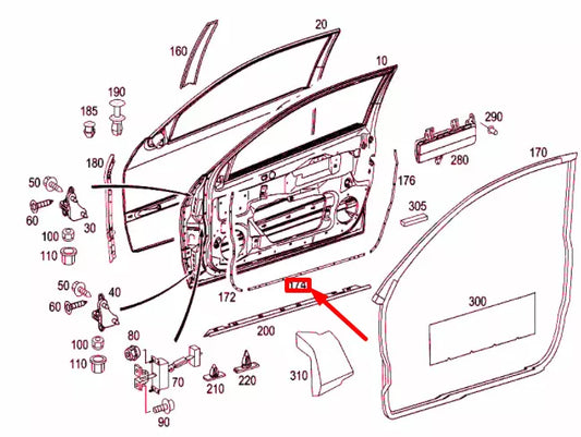 NEW MERCEDES-BENZ C CL203 FRONT RIGHT DOOR ENTRANCE RAIL A2037271235