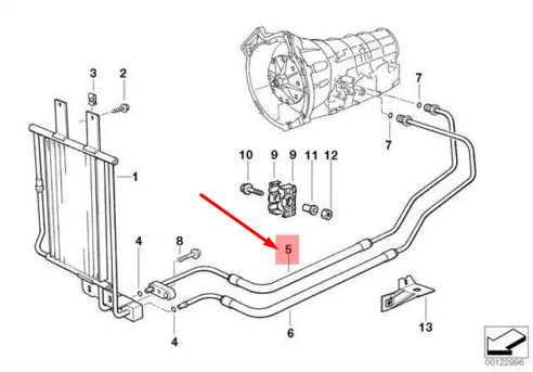 NEW BMW 3 E36 TRANSMISSION OIL COOLER INLET HOSE PIPE 17221439747 ORIGINAL