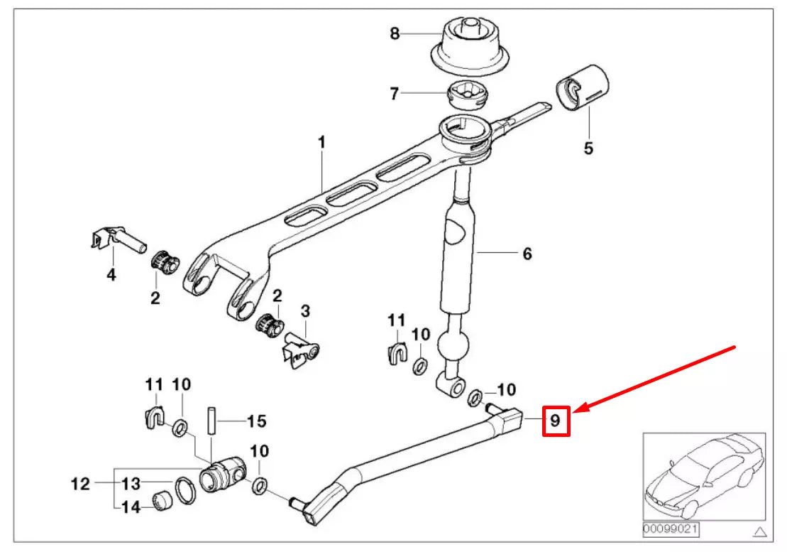 NEW BMW 3 CABRIO E46 MANUAL TRANSMISSION SELECTOR ROD 7523847 25117523847