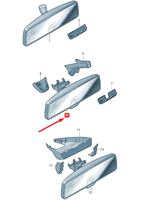 new volkswagen golf 5g mk7 interior rear view mirror 7n0857511myjn original