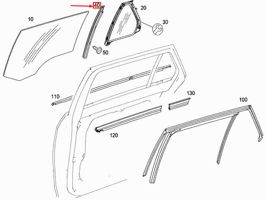 new mercedes-benz e w212 rear right door window divider a2127300419 original