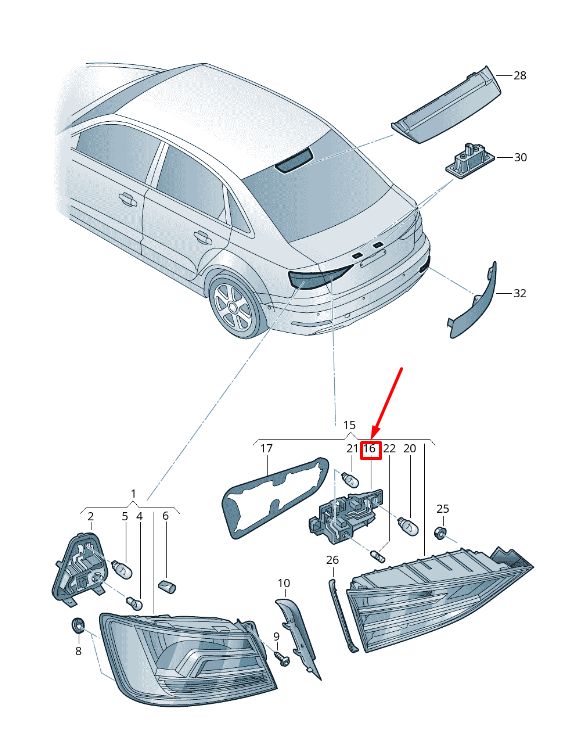 new audi a3 sportback 8v rear right tail light bulb socket 8v5945258a original