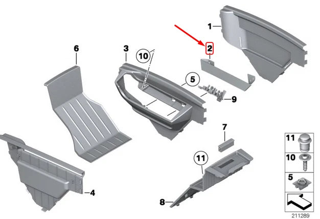 NEW BMW 5 GT F07 CENTRE CONSOLE TENSION STRAP 51169142147 9142147 ORIGINAL
