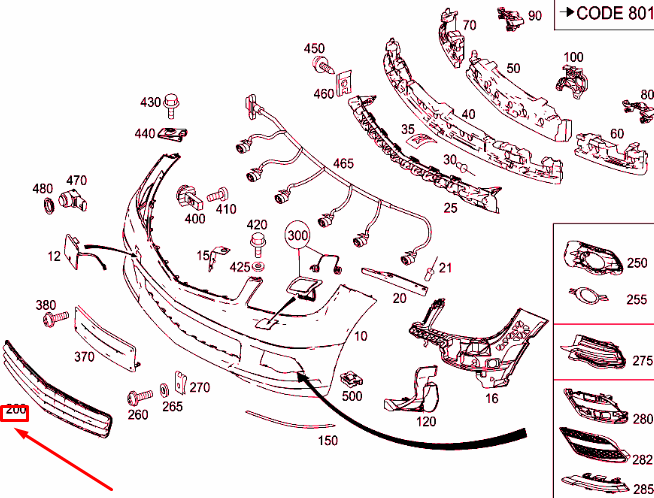 new mercedes-benz c w204 front bumper lower grille a2048850624 original