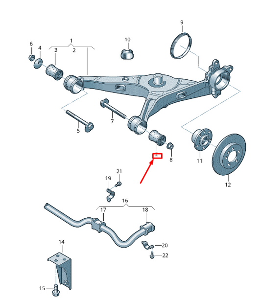 new vw transporter vi t6 rear axle guide bonded rubber bush 7h8501131 original