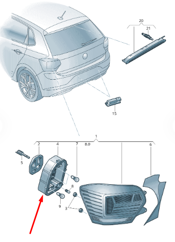 NEW VOLKSWAGEN POLO 6R REAR RIGHT BULB HOLDER 2G0945258 ORIGINAL