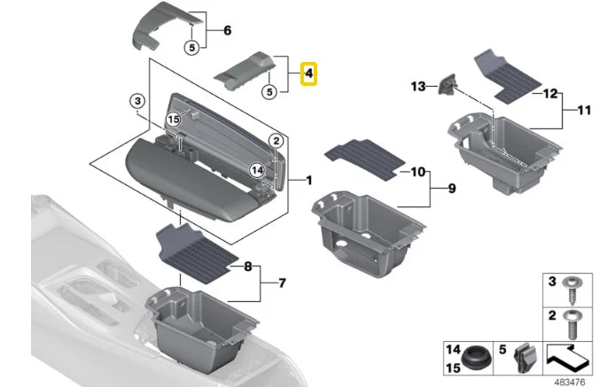 NEW BMW 5 G30 ARMREST SCREW COVER 51169362723 ORIGINAL