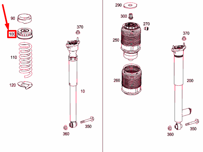NEW MERCEDES-BENZ E W212 REAR TOP SPRING BEARING A2123260367 ORIGINAL