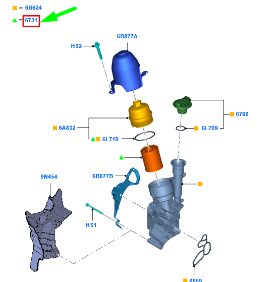 new ford ka mk2 oil filter element assy 1565248 9s51-6731-c1a original