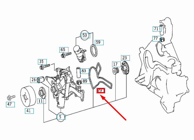 NEW MERCEDES-BENZ E W210 WATER PUMP GASKET A1122010180 ORIGINAL