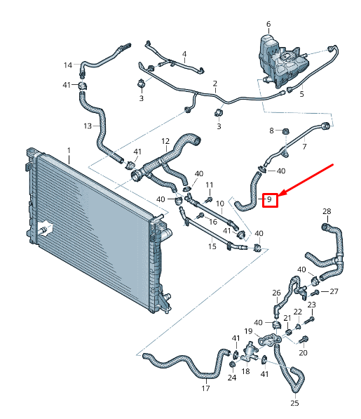NEW AUDI A8 4N ENGINE COOLANT HOSE 4N0121157J ORIGINAL
