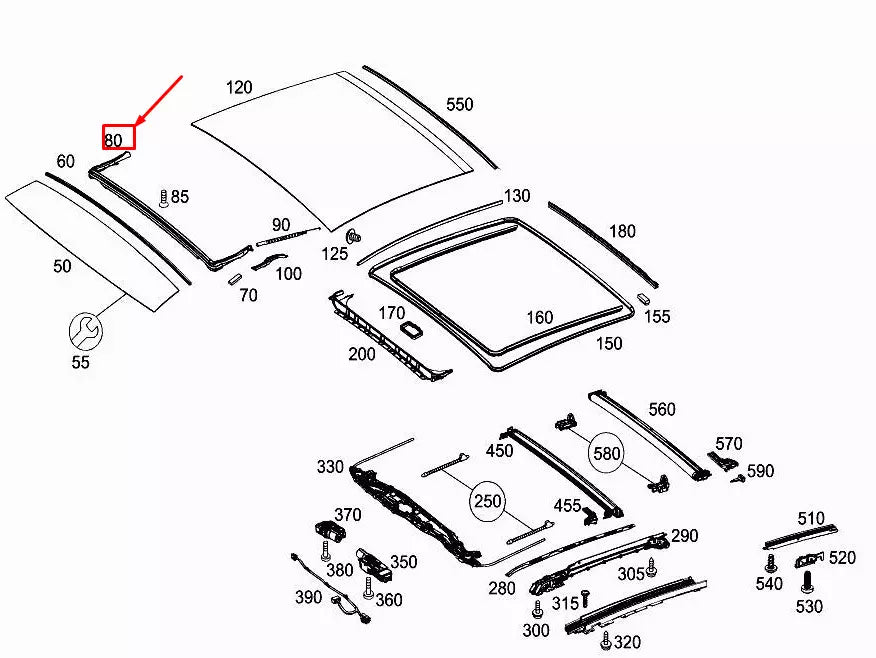 NEW MERCEDES-BENZ E W213 PANORAMIC ROOF WIND DEFLECTOR A2137802900 ORIGINAL