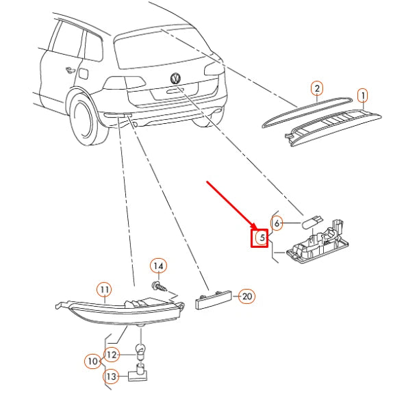 NEW VOLKSWAGEN TOUAREG 7P REAR LED LICENSE PLATE LIGHT 3AF943021A