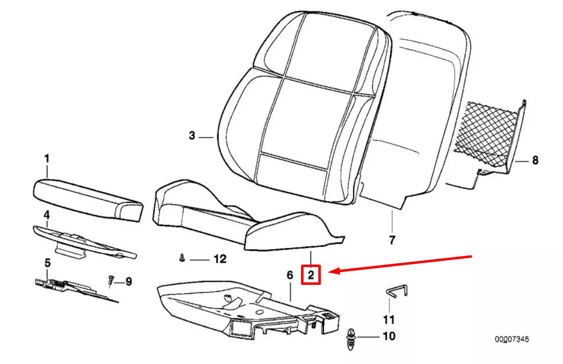 NEW BMW 3 COMPACT E36 FRONT LOWER SEAT PAD 52108122076 8122076 ORIGINAL