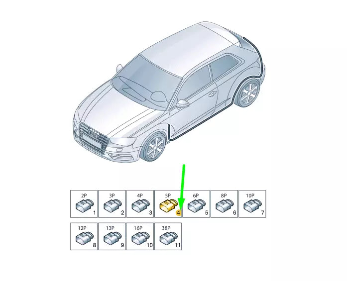 NEW AUDI A3 8V FLAT CONTACT HOUSING 5 PIN BROWN 5K0972705A ORIGINAL