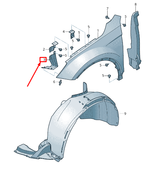 new seat tarraco kn left fender brace 5fj821135 original