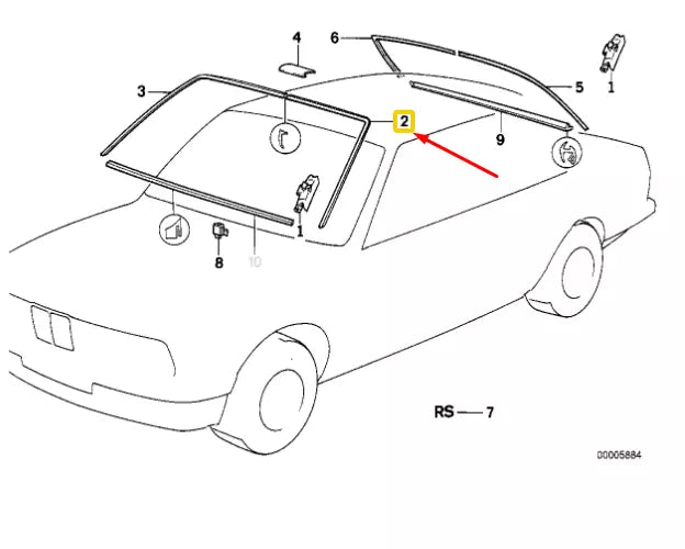 NEW BMW 5 E34 FRONT WINDSHIELD LEFT DECORATIVE FRAME 51318117457 8117457