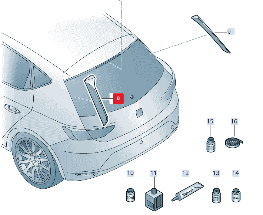 new seat leon sc 5f5 rear left bootlid spoiler vertical 5f4854815041 original