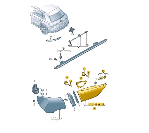 NEW AUDI Q3 F3 SPORTBACK RIGHT SIDE TRUNK BOOTLID TAILLIGHT 83A945076