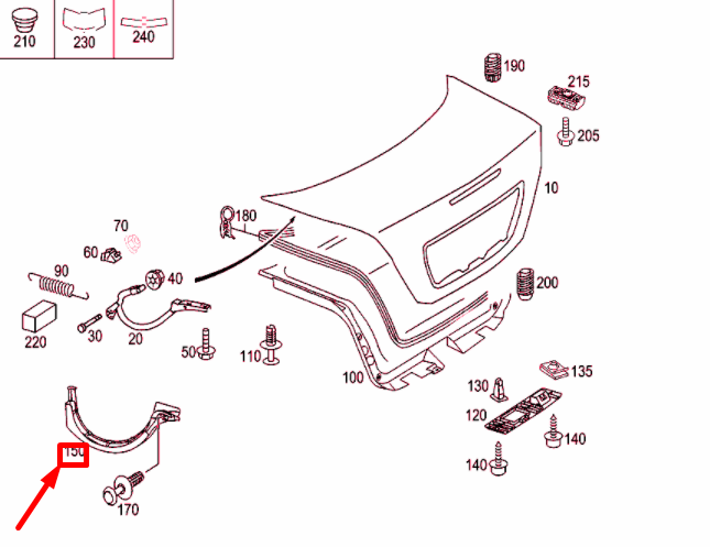 NEW MERCEDES-BENZ C W203 REAR LID LEFT CABLE DUCT A2038210989 ORIGINAL