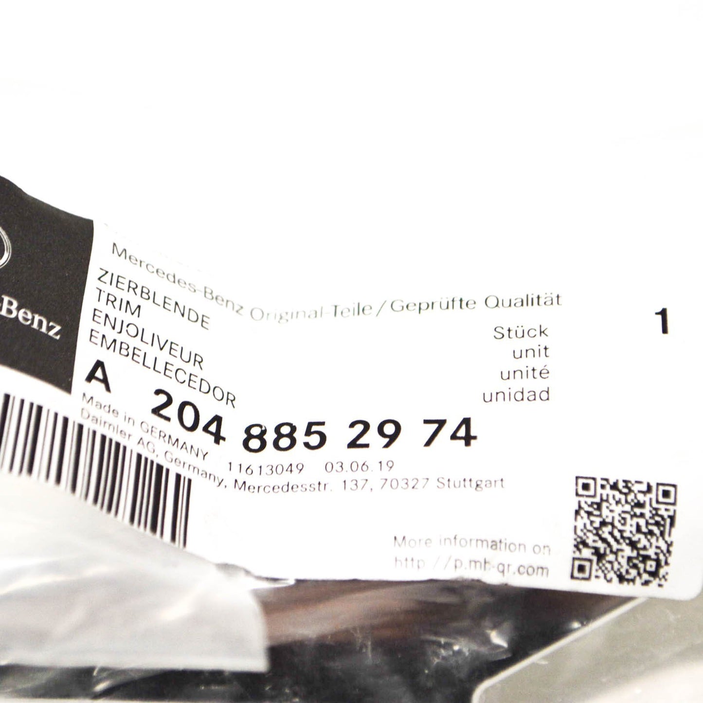 NEW MERCEDES-BENZ C-CLASS W204 FRONT LEFT LIGHT DRL TRIM A2048852974 ORIGINAL