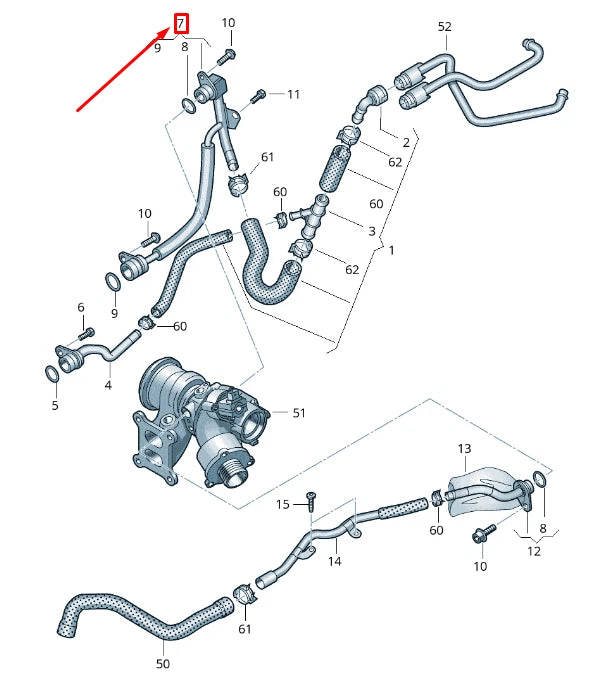 NEW AUDI A1 8X FEED ENGINE COOLANT PIPE HOSE 06K121497BD ORIGINAL