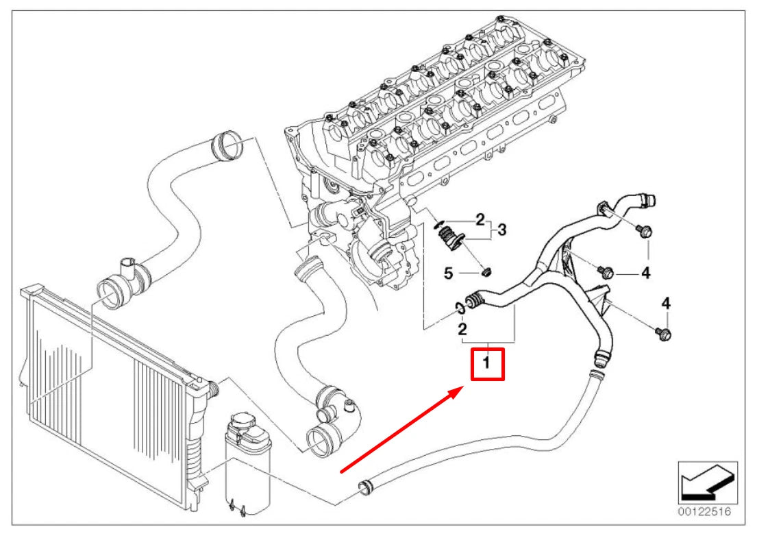 NEW BMW 5 E60 COOLING SYSTEM WATER PIPE 11537519710 7519710 ORIGINAL