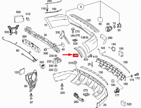 new mb ml w164 rear wheel housing rear below right trim a16488042059999 original