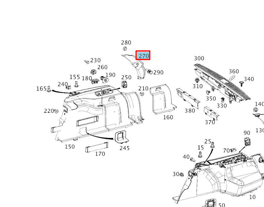 NEW MERCEDES-BENZ E W213 TRUNK LINING D-PILLAR COVER RIGHT A2136900802 ORIGINAL