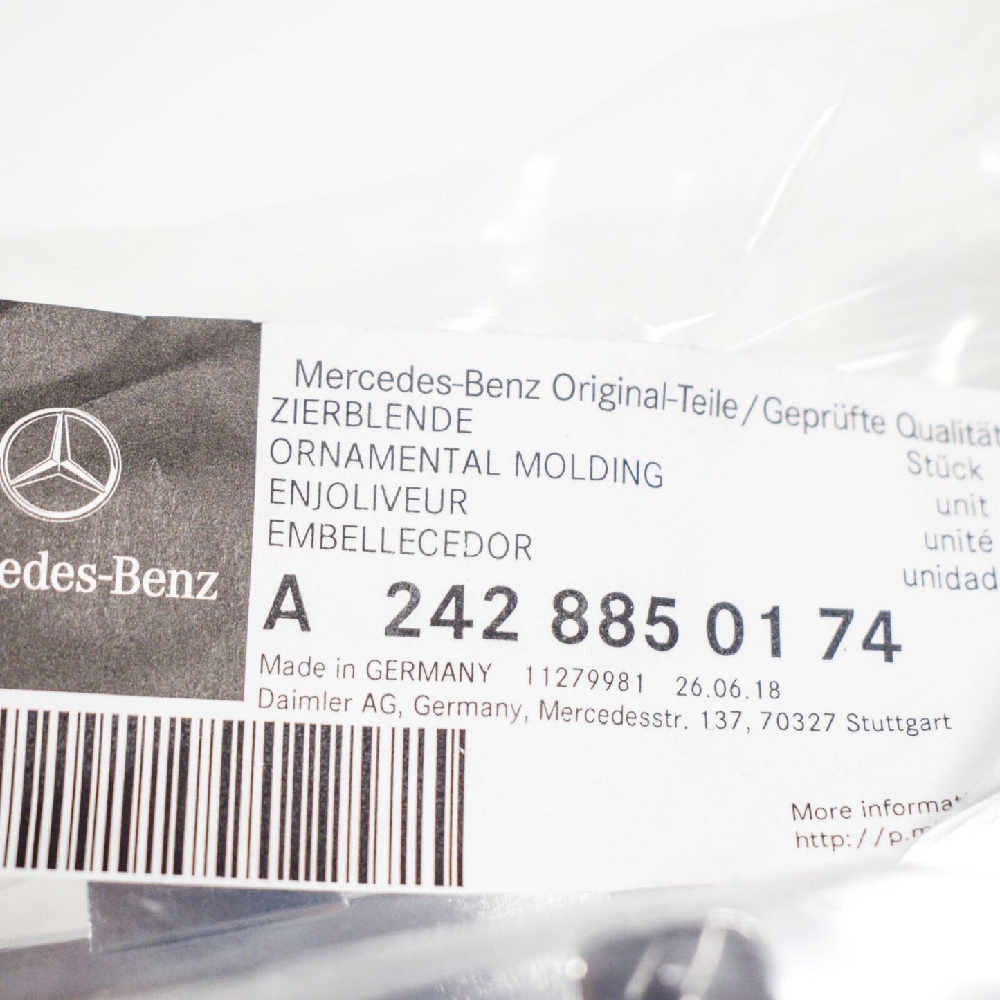 NEW MERCEDES BENZ B W246 FRONT LEFT CHROME BUMPER MOLDING A2428850174 ORIGINAL