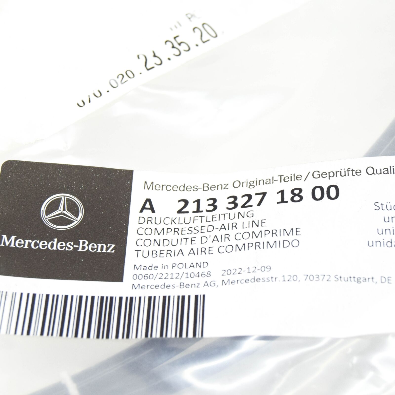 NEW MERCEDES-BENZ E W213 COMPRESSED AIR LINE A2133271800 ORIGINAL