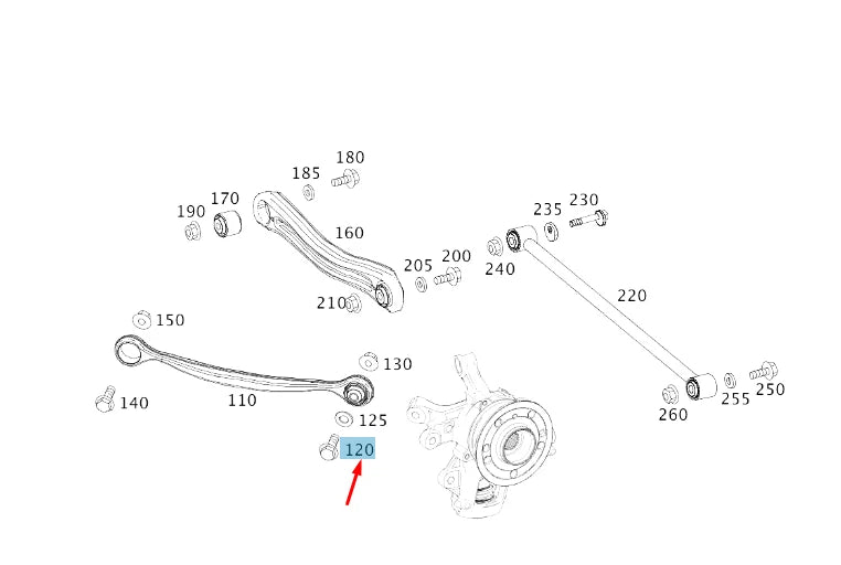 NEW MB GLE W167 REAR STRUT ROD TO WHEEL CARRIER BOLT N910105012001 ORIGINAL