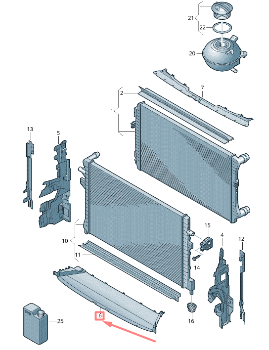 new volkswagen tiguan ad mk2 radiator lower cover 5na121341d original