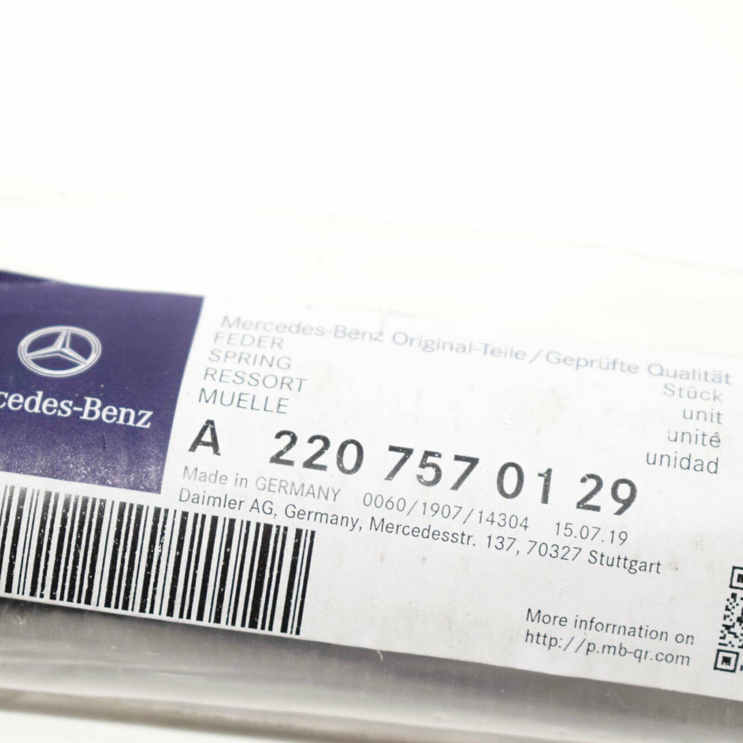 Genuine Mercedes-Benz S W220 Rear Lid Hinge Spring A2207570129 Original