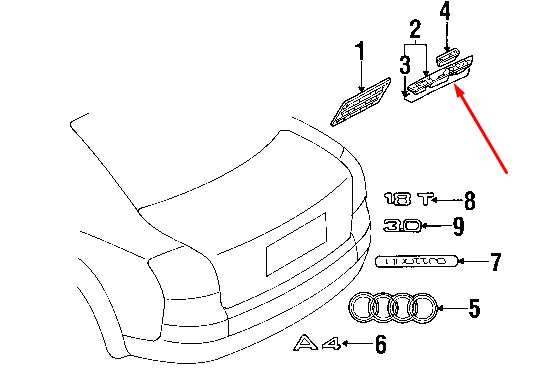 NEW AUDI A4 B7 TRUNK LID HANDLE TRIM MOLDING 8E0827574C3FZ 2007