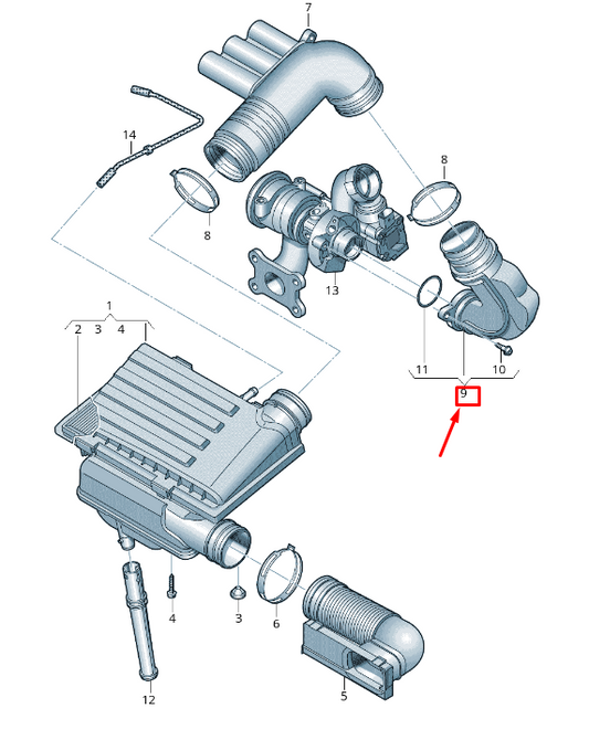 new vw golf vii 5g mk7 air cleaner intake pipe 04e129656r original