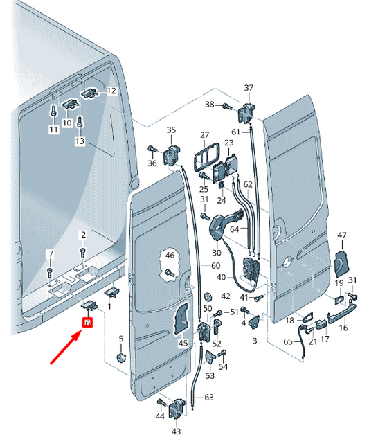 NEW VW CRAFTER 2F MK1 REAR BACK DOOR LEFT MOUNTING BLOCK 2E1827517A ORIGINAL