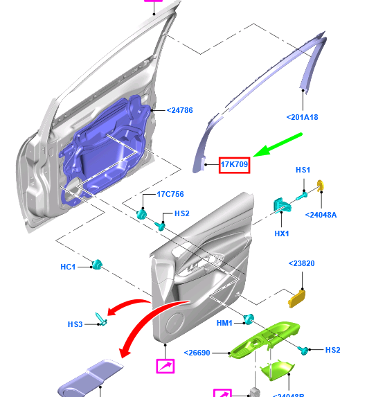 new ford grand c-max mk2 front right door window frame trim 1705154 original
