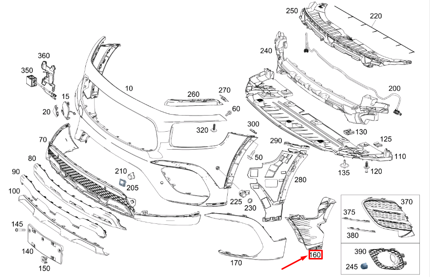 NEW MB GLB X247 FRONT BUMPER AREA LEFT LOWER INNER COVER A2478853303 ORIGINAL