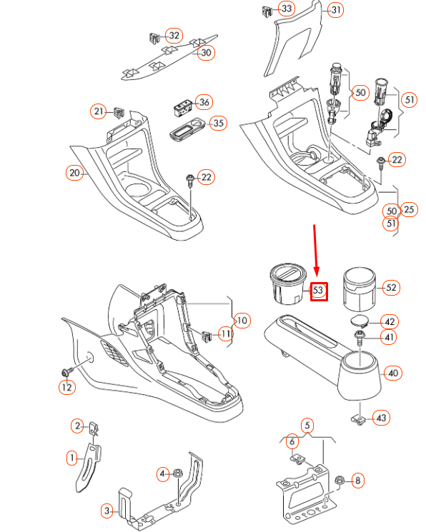 NEW VW UP CENTRE CONSOLE CELLPHONE HOLDER 1ST857953A9B9 ORIGINAL