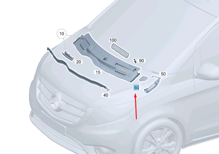 NEW MB VITO W447 FRONT WINDSHIELD LEFT COVER TRIM A44788415749051 ORIGINAL