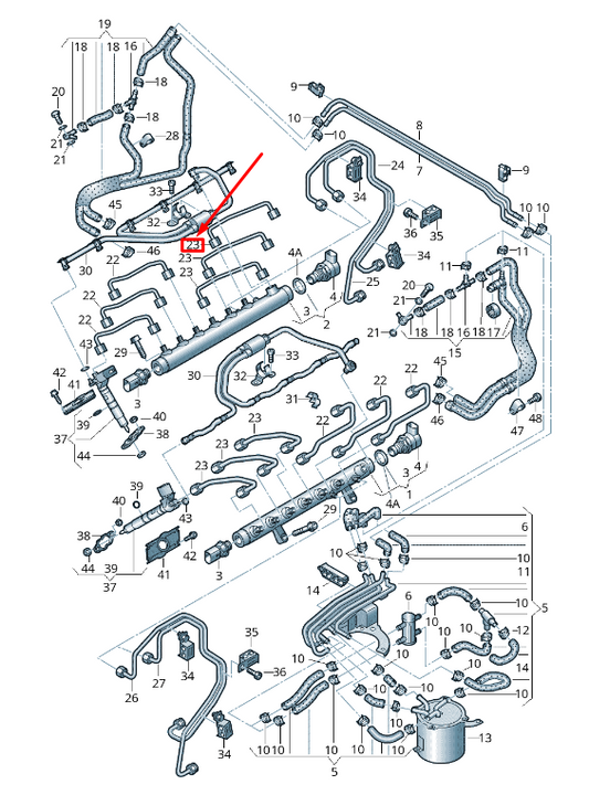 new audi q7 4l fuel rail pressure pipe 05a130241aj original