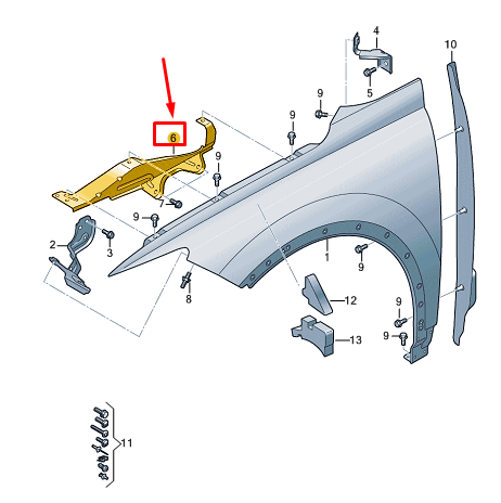 new audi q4 e-tron front right fender holder 89a821470 original
