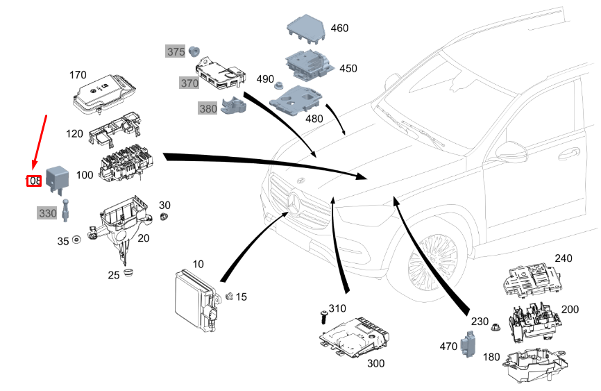 NEW MERCEDES-BENZ GLE W167 SLOT I RELAY A0009824211 ORIGINAL
