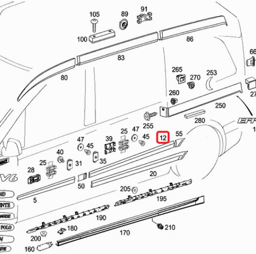 Genuine Mb Vito W639 Front Right Door Lower Moulding Trim A63969011627 G99 Original