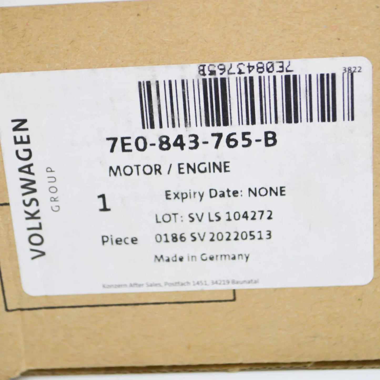 NEW VW TRANSPORTER T5 LEFT SLIDING DOOR POWER LATCHING MOTOR 7E0843765B ORIGINAL